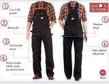 Round House Bib Overalls #383 Heavy Duty Black Duck Double Knee